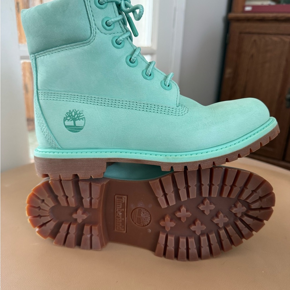 Timberland Women's Mint Turquoise Lace-Up Boots - Picture 6 of 6